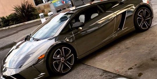 Lamborghini wrapped in Avery SW Black Chrome vinyl
