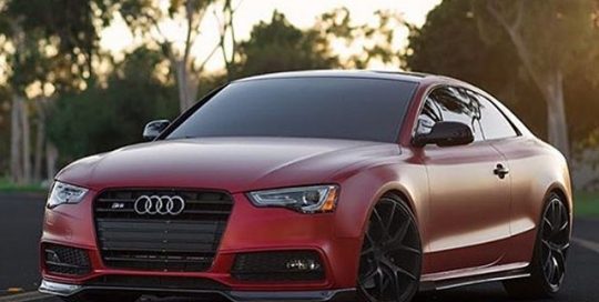 Audi wrapped in 1080 Satin Smoldering Red vinyl