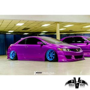 Honda Civic wrapped in Arlon UPP Tropical Pink vinyl