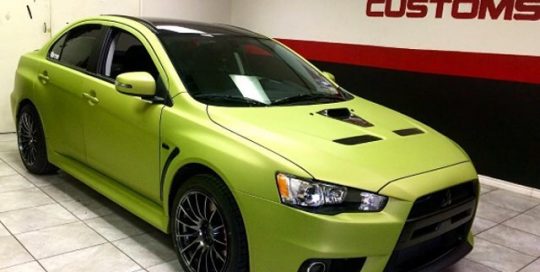 Mitsubishi wrapped in Avery SW900-243M Matte Yellow Green Metallic