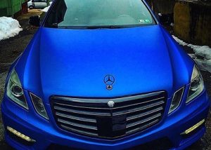 Mercedes Benz wrapped in 3M 1080-S347 Satin Perfect Blue
