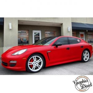 Porsche wrapped in Avery SW900-438 Satin Carmine Red