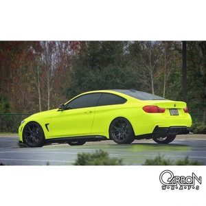 BMW wrapped in 3M 1080-VCW17076 Satin Neon Fluorescent Yellow