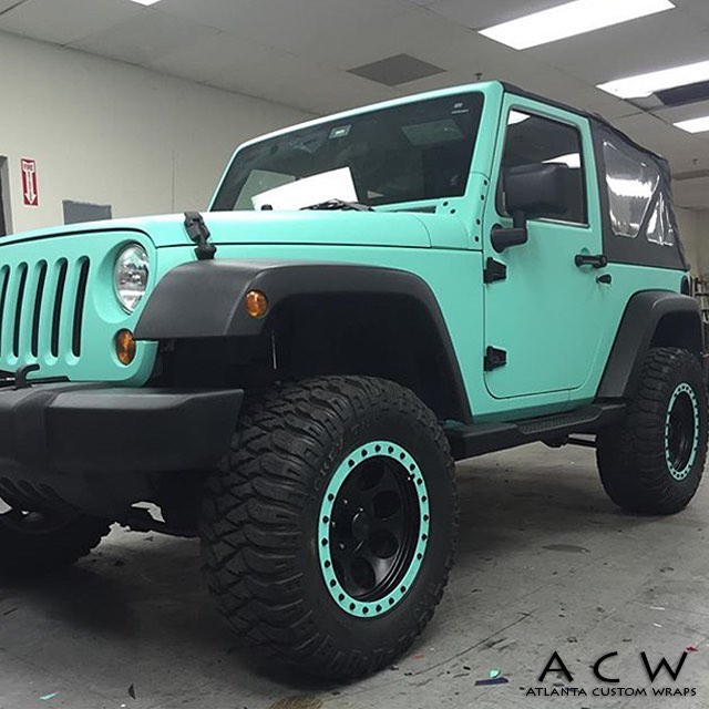 Jeep Wrangler wrapped in Avery SW900-713 Matte Vintage Green Jeep Wrangler wrapped in Avery SW900-713 Matte Vintage Green