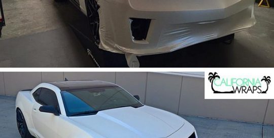 Chevrolet Camaro wrapped in 3M 1080-SP10 Satin Pearl White