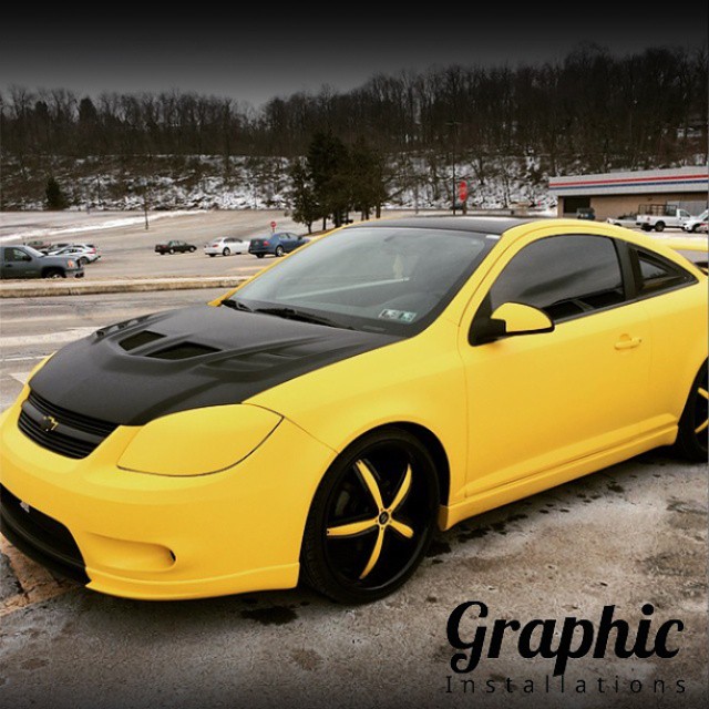 Chevrolet wrapped in 3M 1080-M15 Matte Yellow & 1080-M12 Matte Black