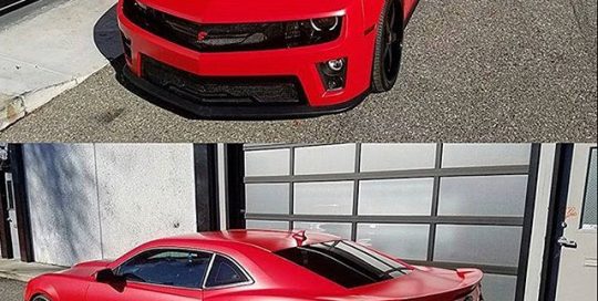 Chevrolet Camaro wrapped in Avery SW900-438 Satin Carmine Red