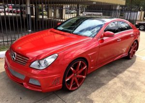 Mercedes Benz wrapped in 3M 1080-G363 Gloss Dragon Fire Red