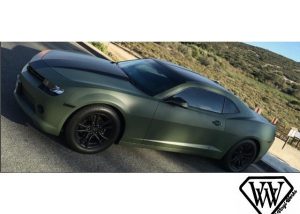 Chevrolet Camaro wrapped in 3M 1080-M26 Matte Military Green