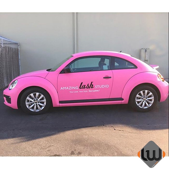 Volkswagen Bug wrapped in 3M 1080-M103 Matte Pink
