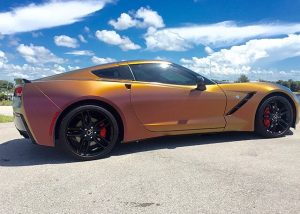 Chevrolet wrapped in Avery ColorFlow Satin Rising Sun Red/Gold vinyl