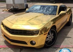 Chevrolet Camaro wrapped in Avery SW900-604 Gold Chrome