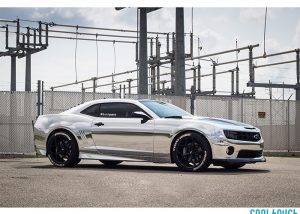 Chevrolet Camaro wrapped in Avery SW Silver Chrome vinyl