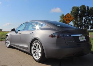 Tesla wrapped in Avery SW Matte Charcoal Metallic vinyl