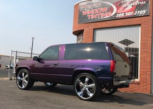 Chevrolet wrapped in 3M ColorFlip Gloss Deep Space Blue/Bronze/Purple shade shifting vinyl
