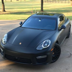 Porsche wrapped in 3M Economy Matte Black Controltac Opaque