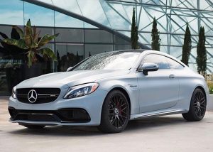 Mercedes Benz wrapped in 3M 1080 Satin Battleship Gray vinyl
