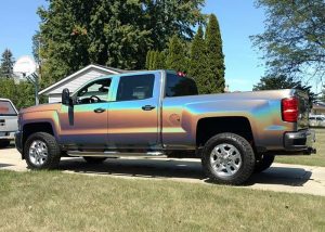 Chevrolet wrapped in 3M ColorFlip Psychedelic shade shifting vinyl