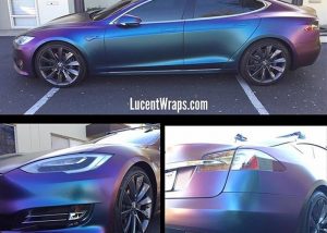 Tesla wrapped in Avery SW900-673S Satin Rushing Riptide