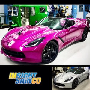 Chevrolet Corvette wrapped in 1080 Gloss Fierce Fuchsia vinyl
