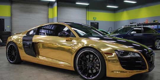 Audi wrapped in Avery SW Gold Chrome vinyl