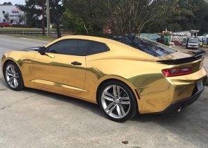 Chevrolet wrapped in Avery SW Gold Chrome vinyl