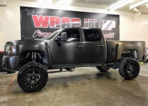 Chevrolet wrapped in Avery SW Brushed Black Metallic vinyl