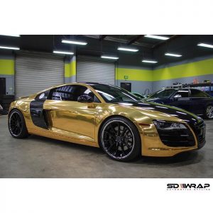 Audi wrapped in Avery SW Gold Chrome vinyl