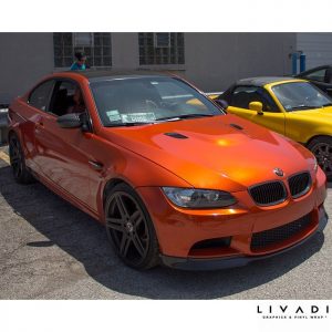 BMW wrapped in 1080 Gloss Fiery Orange vinyl