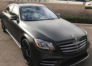 Mercedes Benz wrapped in Avery SW Satin Black vinyl