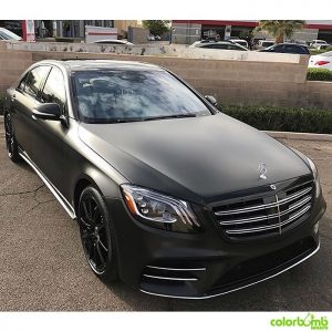 Mercedes Benz wrapped in Avery SW Satin Black vinyl