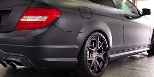 Mercedes Benz wrapped in Murderous matte black Avery
