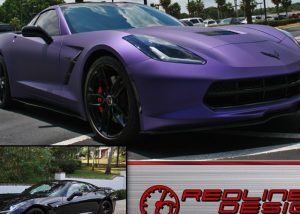 Chevrolet Corvette wrapped in Avery Matte Metallic Purple vinyl