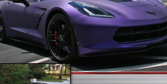 Chevrolet Corvette wrapped in Avery Matte Metallic Purple vinyl