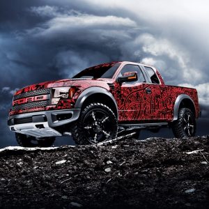 Ford wrapped in custom bandanna print