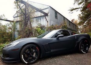 Chevrolet Corvette wrapped in 1080 Matte Deep Black vinyl