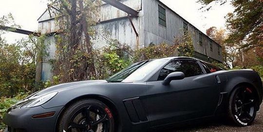 Chevrolet Corvette wrapped in 1080 Matte Deep Black vinyl