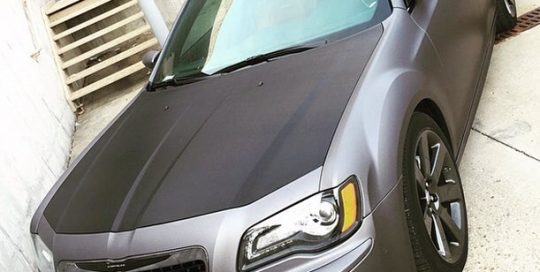 Chrysler wrapped in Avery Matte Charcoal Metallic and Black Carbon Fiber vinyls