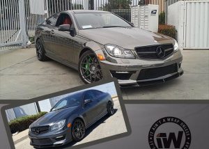 Mercedes Benz wrapped in Avery Black Chrome vinyl