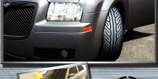 Chrysler wrapped in 1080 Matte Dark Grey vinyl