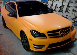 Mercedes Benz wrapped in 1080 Matte Orange vinyl