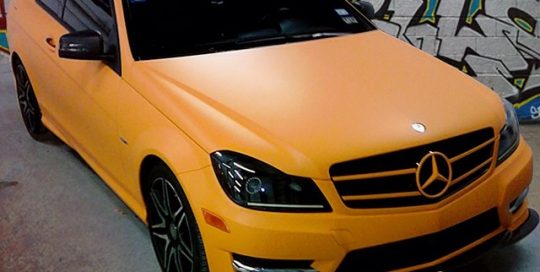 Mercedes Benz wrapped in 1080 Matte Orange vinyl