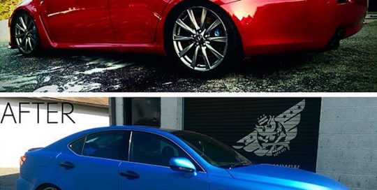 Lexus wrapped in Blue Aluminum vinyl