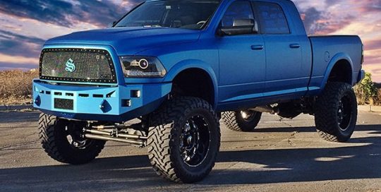 Dodge Ram wrapped in 1080 Matte Blue Metallic vinyl