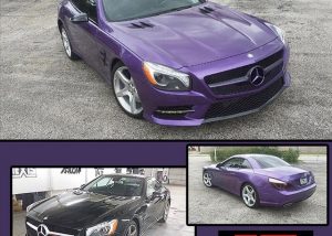 Mercedes Benz wrapped in Oracal 970RA Violet Metallic vinyl
