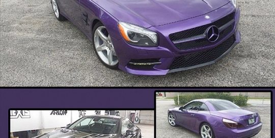 Mercedes Benz wrapped in Oracal 970RA Violet Metallic vinyl