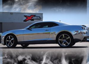 Chevrolet Camaro wrapped in Avery Conform Chrome vinyl