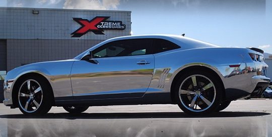 Chevrolet Camaro wrapped in Avery Conform Chrome vinyl