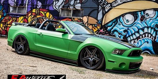 Ford Mustang wrapped in Avery Matte Metallic Green vinyl