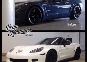 Chevrolet Corvette wrapped in UPP Pearl White vinyl